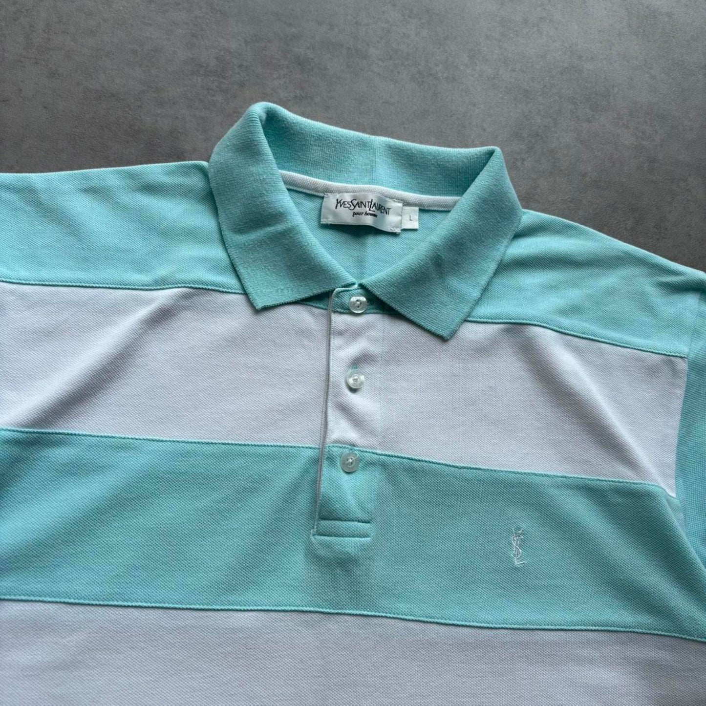 YSL Striped Polo Shirt Blue (Large)