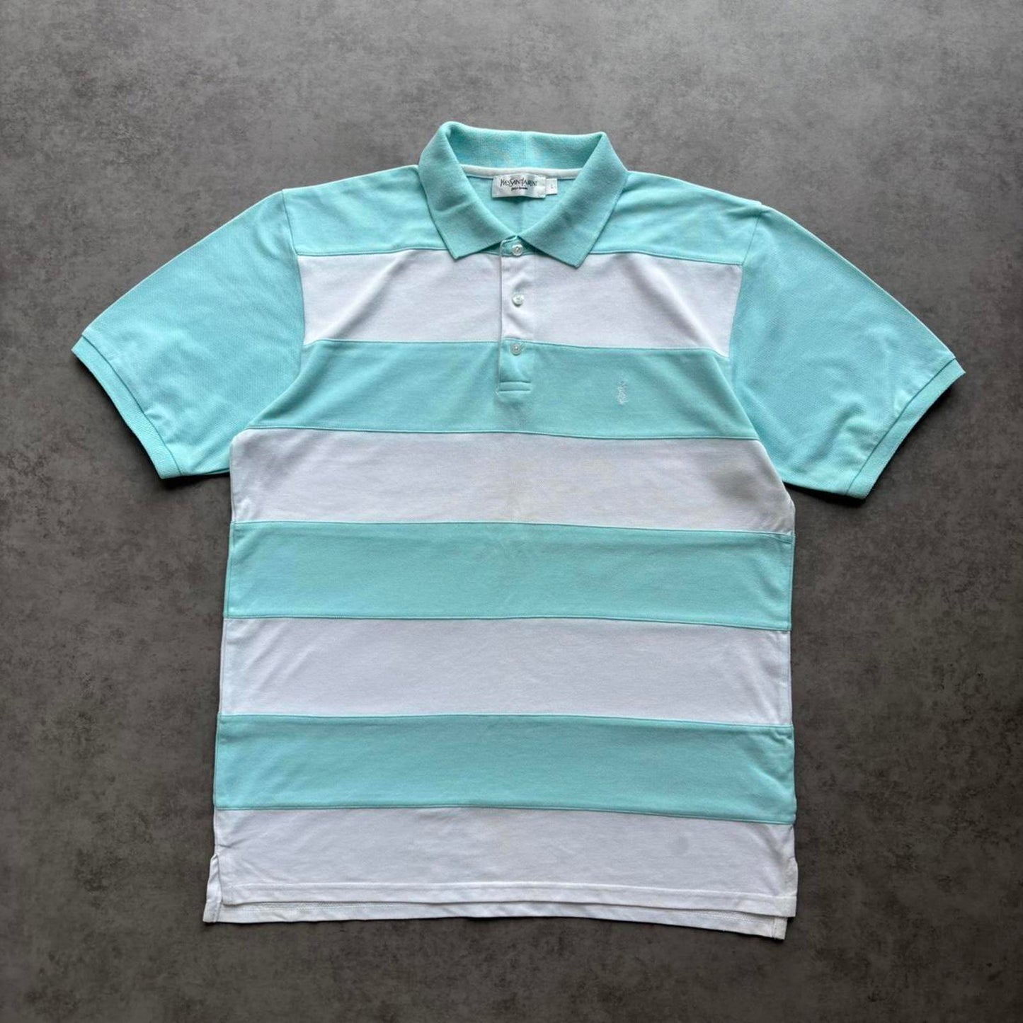 YSL Striped Polo Shirt Blue (Large)