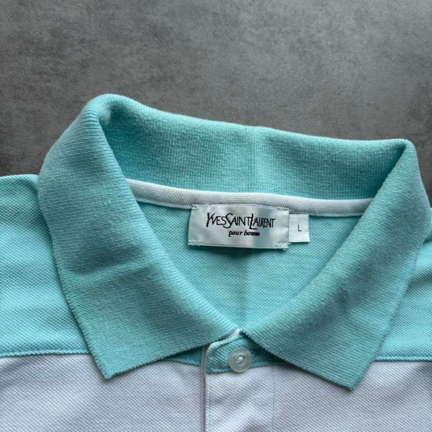 YSL Striped Polo Shirt Blue (Large)