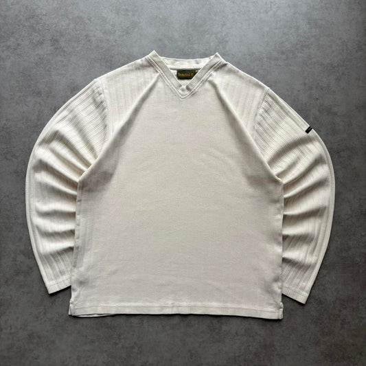 Vintage Timberland Ribbed V Neck Jumper (Medium)