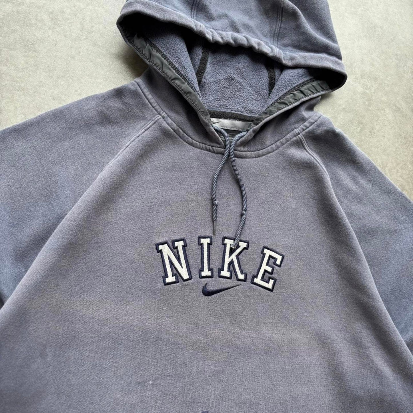 Vintage Nike Spellout Hoodie Grey (Large)